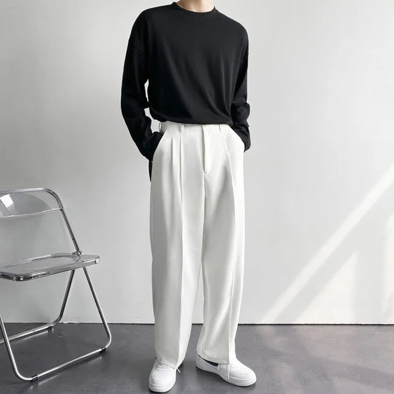 2021 New Thin Casual Pants Men'S Casual Pants Loose Straight-Leg Pants Fashion Casual White Wide-Leg Pants