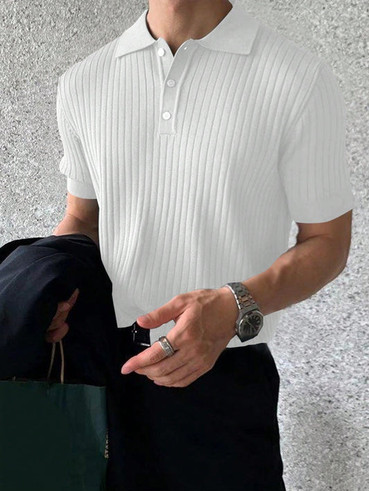 Manfinity Men Ribbed Knit Polo Shirt