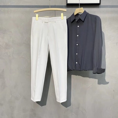 Summer New Men'S Trousers, Casual Pants, Thin and Breathable Korean Version of Slim Nine-Point Pants Casual Classic Men'S Brand