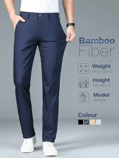 Luxury Men's Bamboo Business Suit Pants - Designer Spring/Summer Trousers