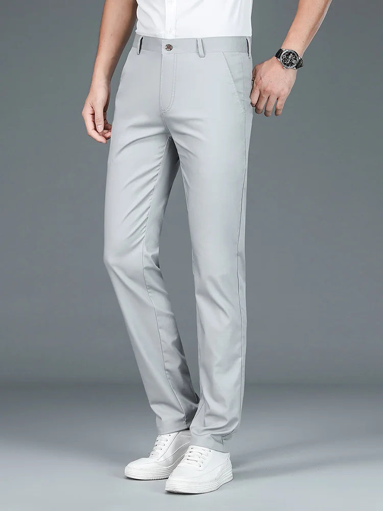 Luxury Men's Bamboo Business Suit Pants - Designer Spring/Summer Trousers