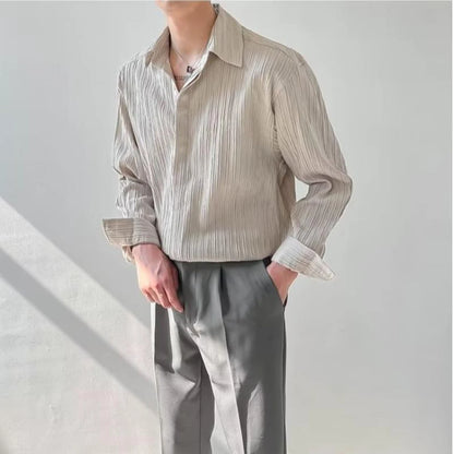 Men's Vintage Long Sleeve Button-Down Shirt