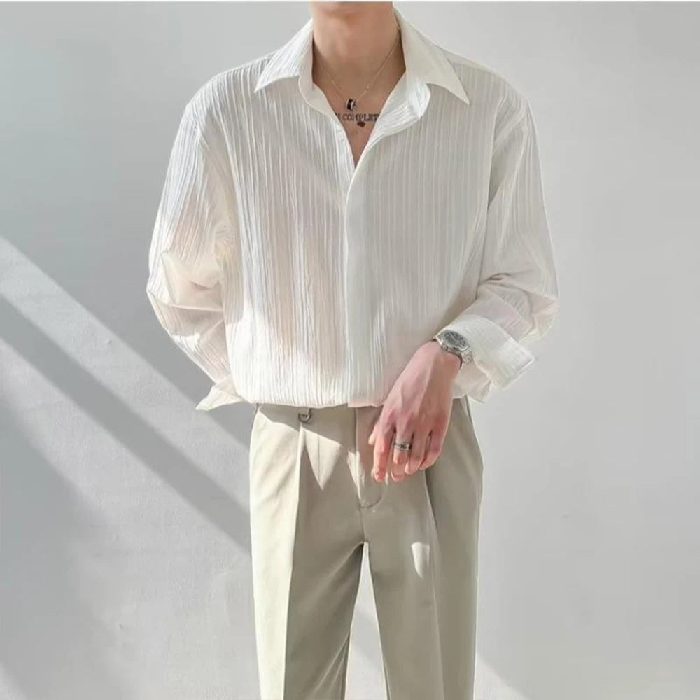 Men's Vintage Long Sleeve Button-Down Shirt