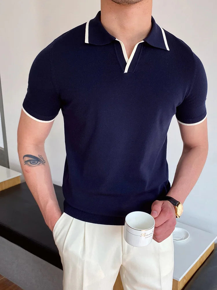 Sinai Aura Polo Shirt - Short Sleeve Blue Cream