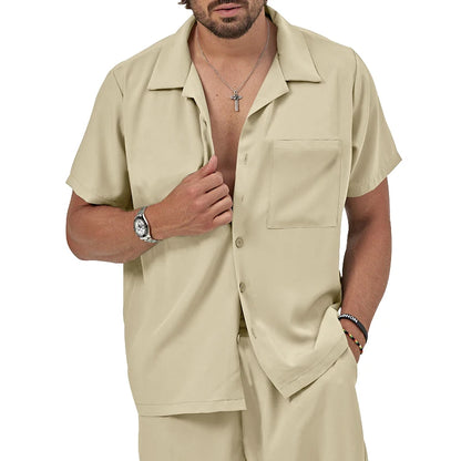 Sinai Aura Men's Casual Summer Shirt and Shorts Set – 2-Piece Outfit