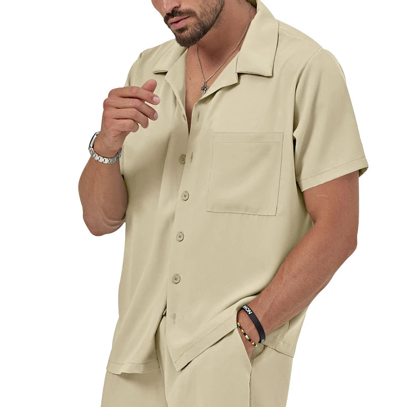 Sinai Aura Men's Casual Summer Shirt and Shorts Set – 2-Piece Outfit