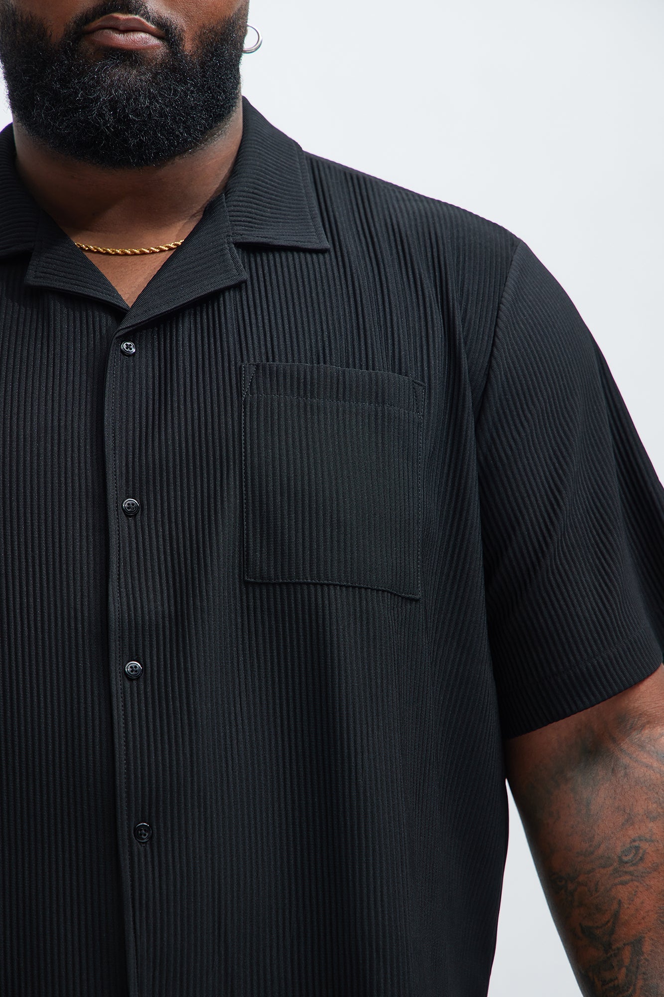 Show up Short Sleeve Cuban Shirt - Black