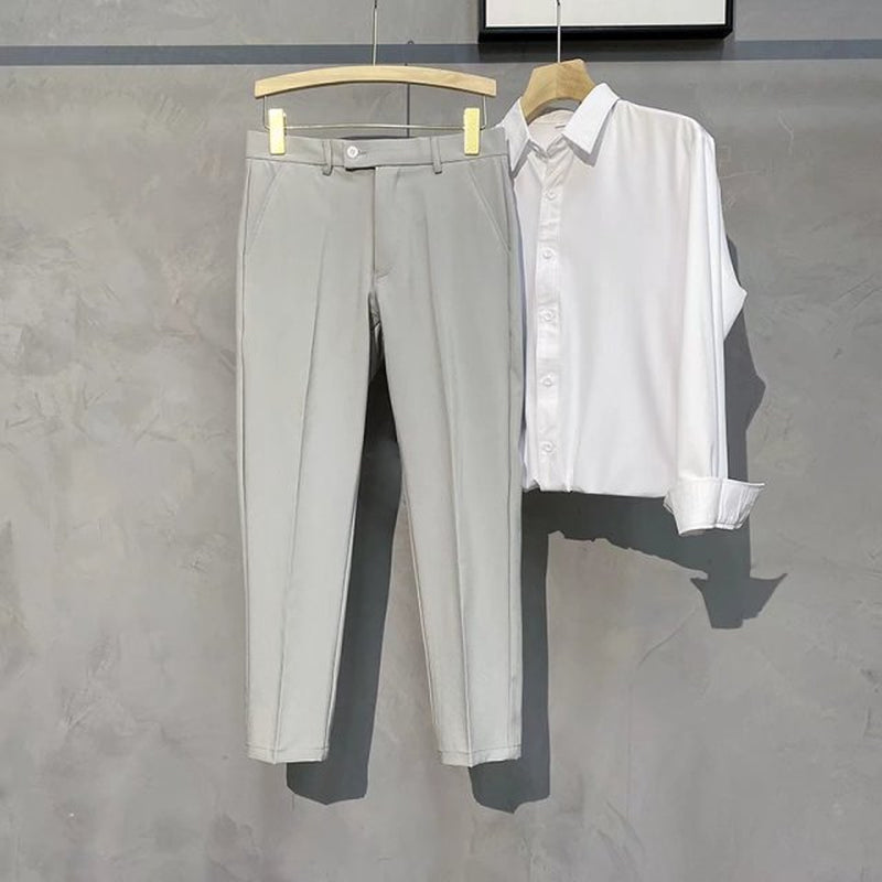 Summer New Men'S Trousers, Casual Pants, Thin and Breathable Korean Version of Slim Nine-Point Pants Casual Classic Men'S Brand