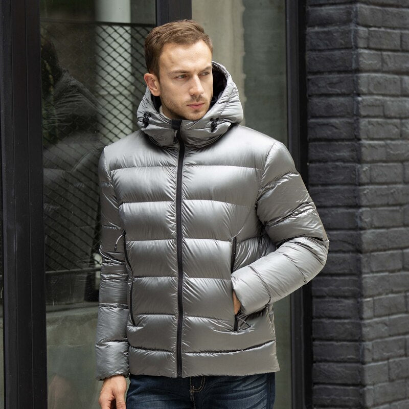 2021 Men down Jacket Winter down Coat Brand Thick Warm Winter Jacket Men 90% White Goose down Shiny down Jacket Men Wear